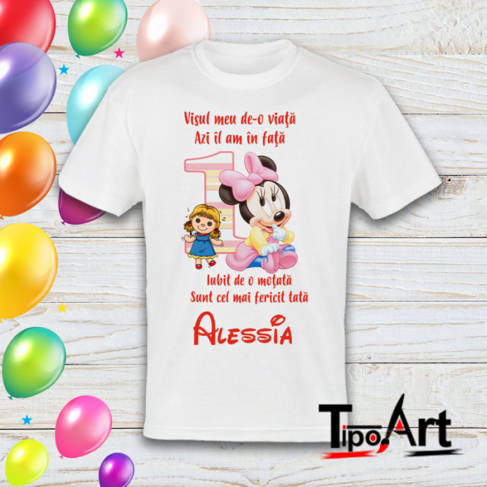 Set 2 tricouri si body pentru aniversare 1 an, minnie [4]