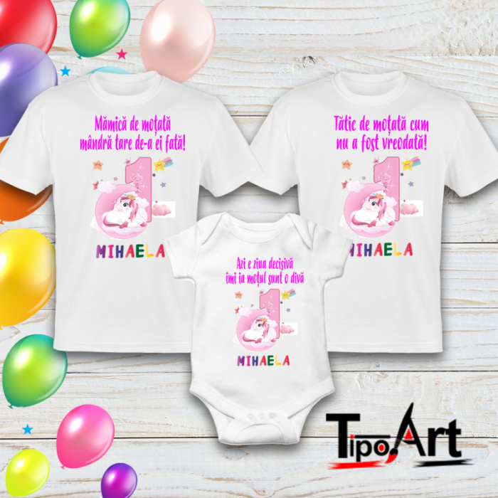 Set 2 tricouri si body pentru aniversare 1 an poney [1]
