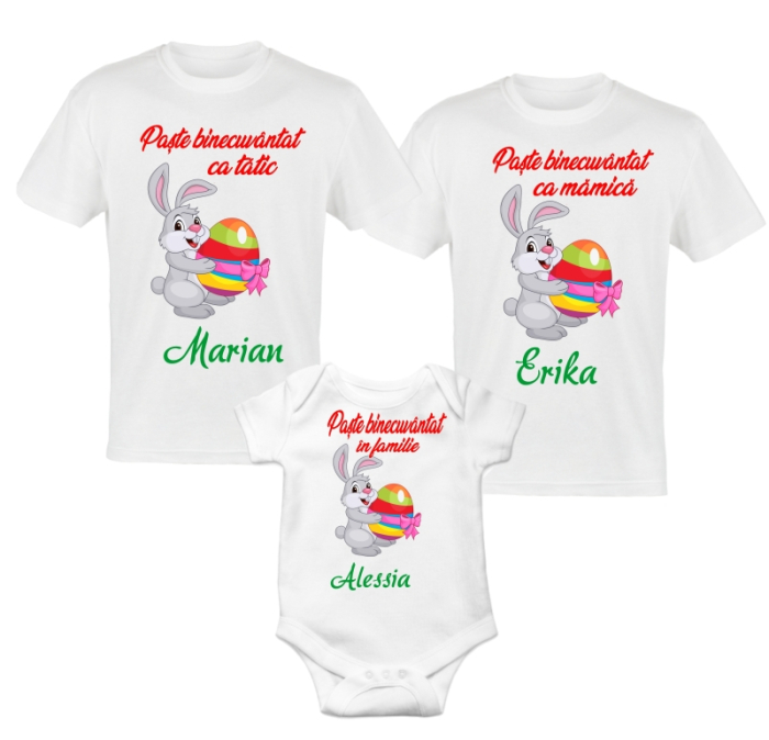 Set 3 tricouri personalizate "Paste binecuvantat Iepuras'' [1]