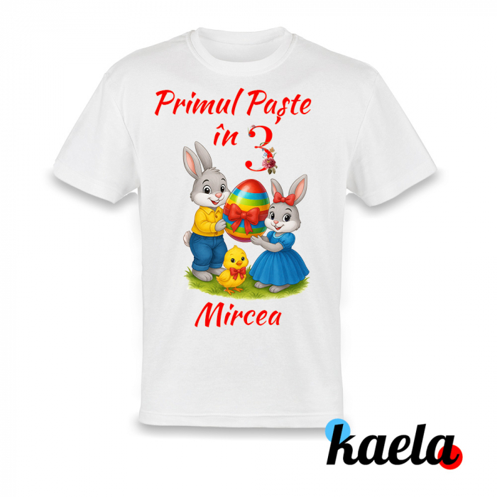 Set 3 tricouri personalizate "Primul Paste in 3 Iepurasi si puiut'' [4]