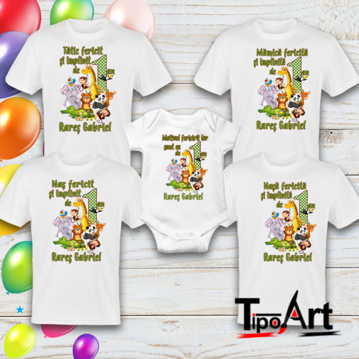 Set 4 tricouri personalizate si 1 body jungla [1]