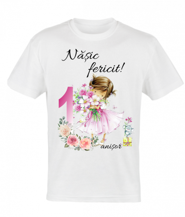 Set 4 tricouri si body pentru taierea motului, girls flowers pink [5]