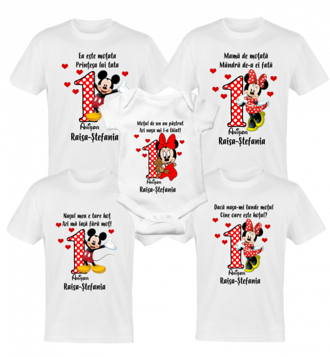 Set 4 tricouri si body pentru taierea motului, minnie cu mickey [1]