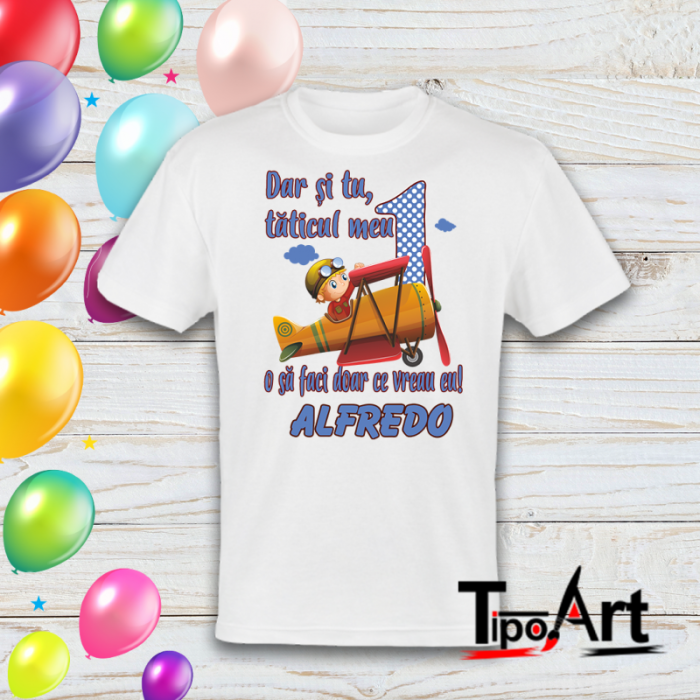 Set 4 tricouri si 1 body pentu aniversare 1 an avion [6]