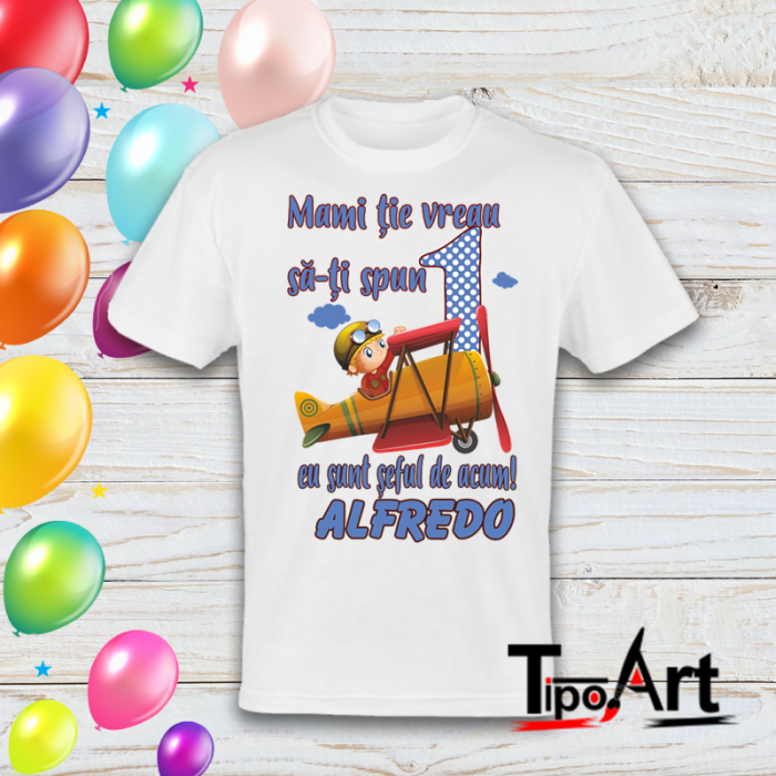 Set 4 tricouri si 1 body pentu aniversare 1 an avion [3]