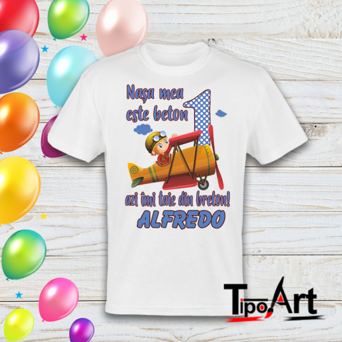 Set 4 tricouri si 1 body pentu aniversare 1 an avion [5]