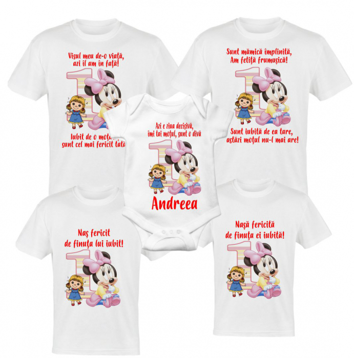 Set 4 tricouri personalizate  si 1 body , tema minnie roz 5 [1]