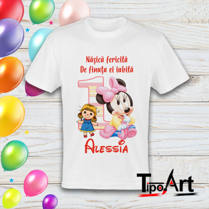 Set 4 tricouri personalizate  si 1 body , tema minnie roz 5 [6]