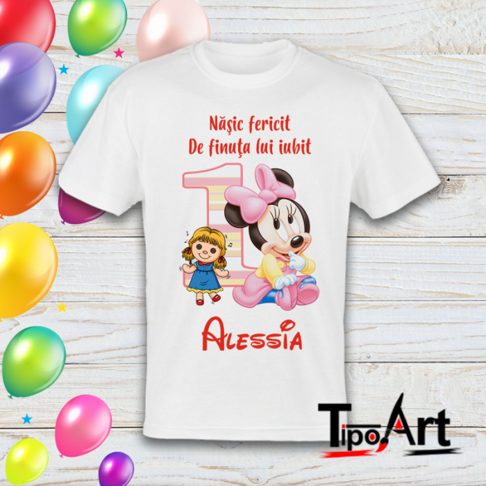 Set 4 tricouri personalizate  si 1 body , tema minnie roz 5 [7]
