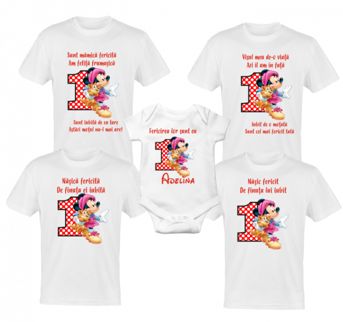Set 4 tricouri personalizate si body pentru aniversare 1 an [1]