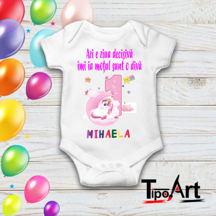 Set 4 tricouri si body pentru aniversare 1 an,   poney [2]