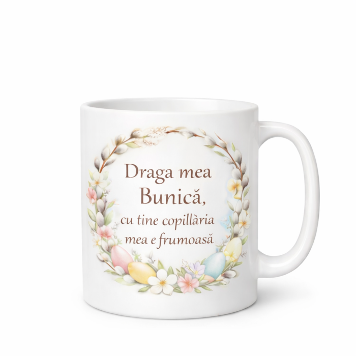 Set Cadou de Paște pentru Bunici – Body Bebeluș + Căni „Draga mea Bunică” & „Dragul meu Bunic” – Design Floral Elegant, Ediție Specială [4]