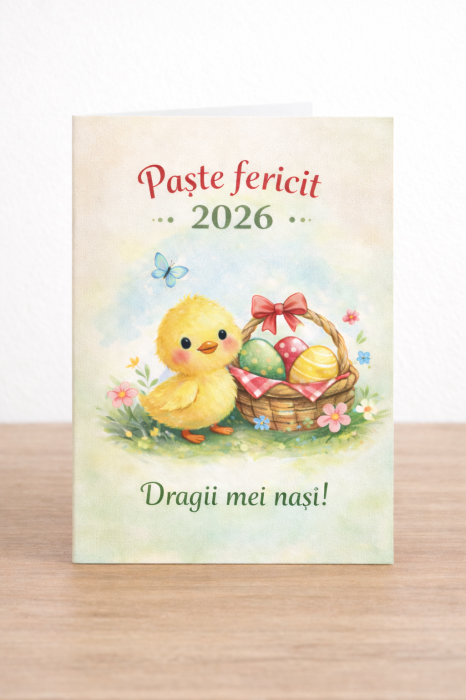 Set cadou Paște pentru nași – body bebe, 2 căni, tablou canvas, coastere și felicitare, pui [4]