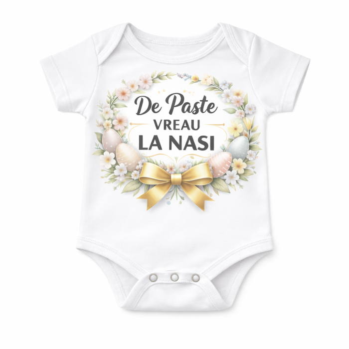 Set Cadou Paste pentru Nasi – Body Bebeluș „De Paste Vreau la Nasi” + Cana Nasa si Cana Nas – Cadou Familie de la Finut [3]