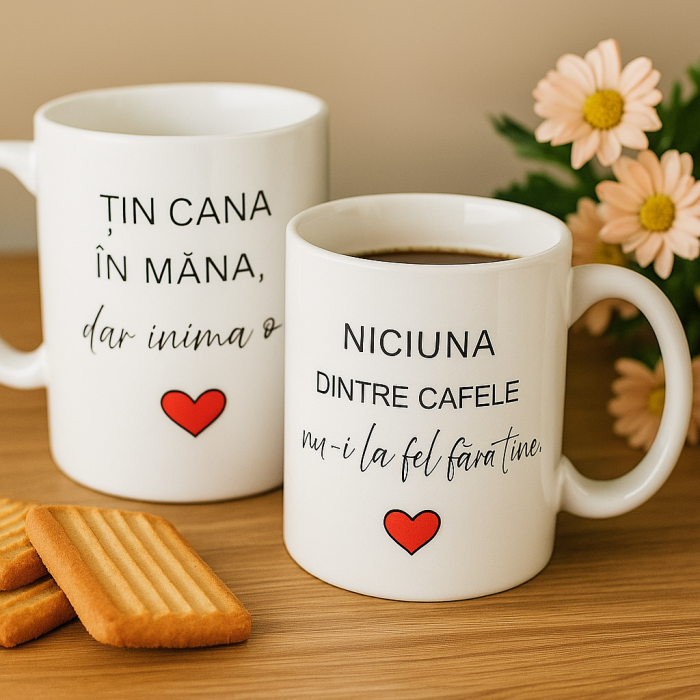 Set Căni Cuplu – „Țin cana în mână… dar inima o ții tu” – Cadou Romantic [2]