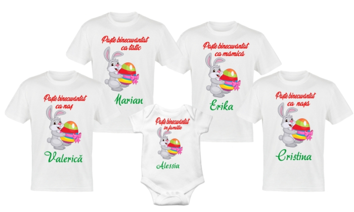Set 5 tricouri personalizate "Paste binecuvantat Iepuras'' [1]