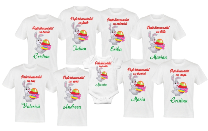 Set 9 tricouri personalizate "Paste binecuvantat Iepuras'' [1]