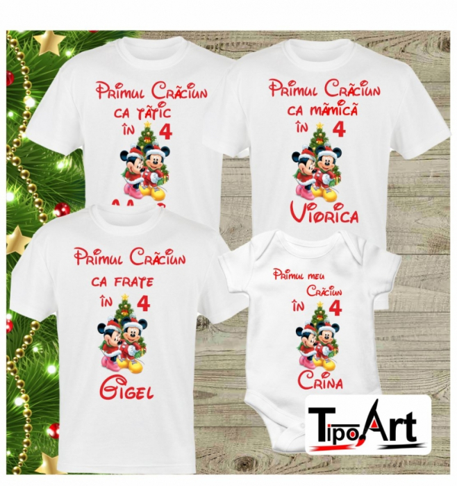 Tricouri craciun in 4, tema minnie si mickey bradut, model 3 [1]