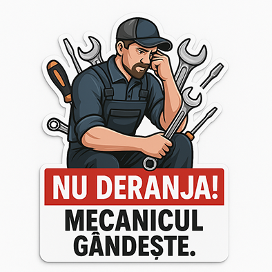 Autocolantul „Nu deranja! Mecanicul gândește.” 1 Stickere, autocolante - Autocolantul „Nu deranja! Mecanicul gândește.” 1