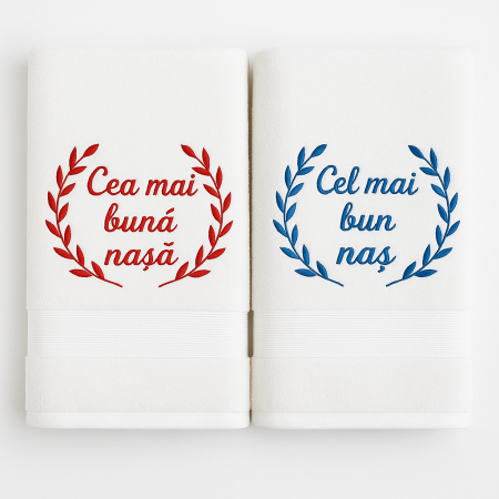 Set prosoape brodate „Cea mai bună nașă & Cel mai bun naș” [1]
