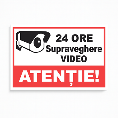 Autocolantul „ATENȚIE! 24 ORE SUPRAVEGHERE VIDEO” Stickere, autocolante - Autocolantul „ATENȚIE! 24 ORE SUPRAVEGHERE VIDEO”
