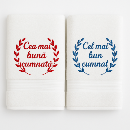 Broderie computerizata - Set prosoape brodate „Cea mai bună cumnată & Cel mai bun cumnat”