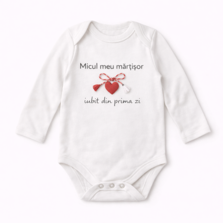 Body bebe Micul meu martisor, maneca lunga, alb, cadou 1 Martie, mesaj iubire, unisex [1]