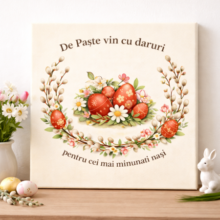 Cadou Special de Paste pentru Nasi – Set cu Tricou, Cani Personalizate, Coastere, Felicitare si Tablou Canvas [4]