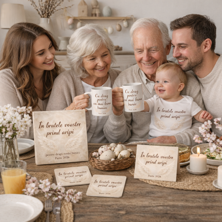 Cadoul Perfect pentru Bunici de Paste 2026 – Set Premium cu 2 Cani Personalizate si Tablou Canvas 25x25 [1]