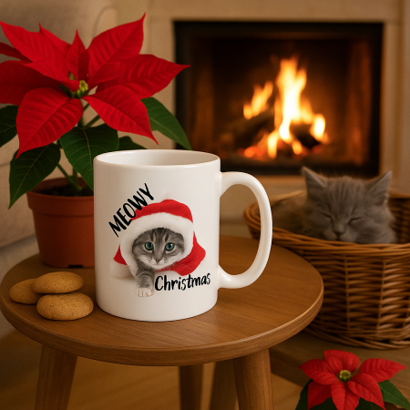 Cani personalizate - Cană cadou Crăciun, Pisicuța Meowy