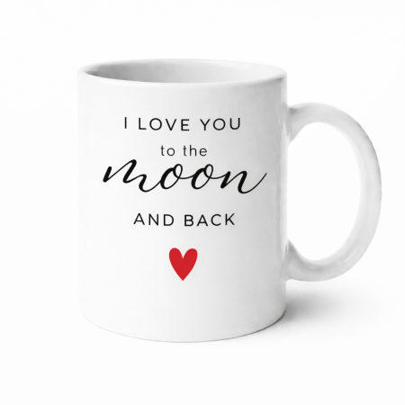 Cana cadou romantica pentru cupluri, ceramica alba, mesaj I Love You to the Moon and Back, ideala pentru iubita, sotie, aniversari si ocazii speciale [1]