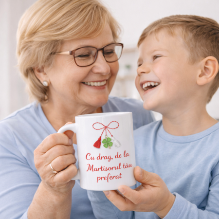 Cana Martisor cadou pentru bunica, Cu drag de la Martisorul tau preferat, cana personalizata 1 Martie, cadou emotionant [1]