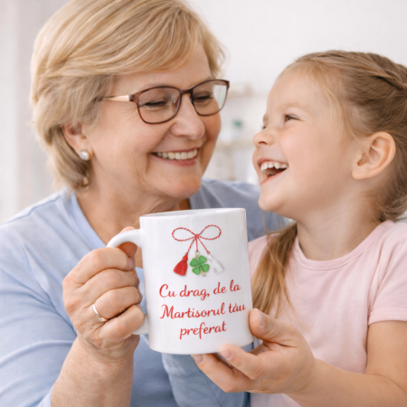 Cani personalizate - Cana Martisor cadou pentru bunica, Cu drag de la Martisorul tau preferat, cana personalizata 1 Martie, cadou emotionant