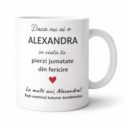 CANI NUME - Cana personalizata cu numele Alexandra, cadou aniversare sau zi de nume pentru Alexandra,