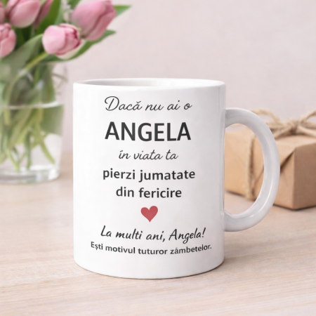 Cana personalizata cu numele Angela, cadou aniversare sau zi de nume pentru Angela, [1]