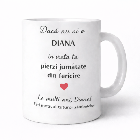 Cana personalizata cu numele Diana, cadou aniversare sau zi de nume pentru Diana [1]