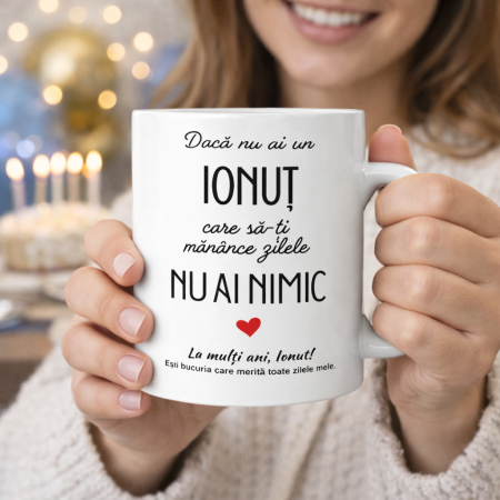 Cana personalizata Ionut cadou aniversare barbat mesaj amuzant 330 ml [1]