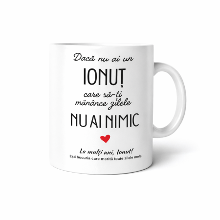 CANI NUME - Cana personalizata Ionut cadou aniversare barbat mesaj amuzant 330 ml