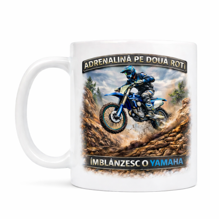Cani personalizate - Cana personalizata motociclist Yamaha – Adrenalina pe doua roti, Imblanzesc o Yamaha, cadou pentru pasionatii de motocross si enduro