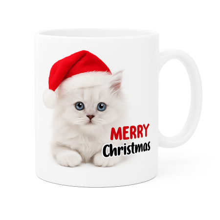 Cani personalizate - Cana „PisiCrăciunița” – Magia sărbătorilor într-o privire pufoasă