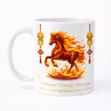 Cani personalizate - Cana premium cu Calul de Foc, atrage abundenta si energia pozitiva, simbol norocos pentru casa si birou