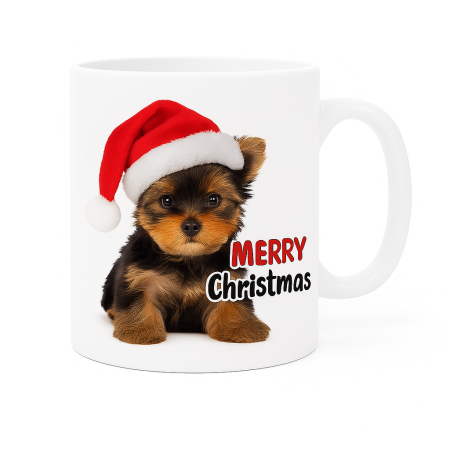 Cani personalizate - Cana „Yorkie de Crăciun” – Un strop de magie într-o înghițitură