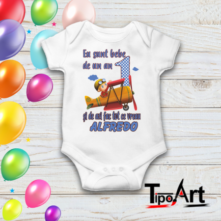 Set 4 tricouri si 1 body pentu aniversare 1 an avion [1]