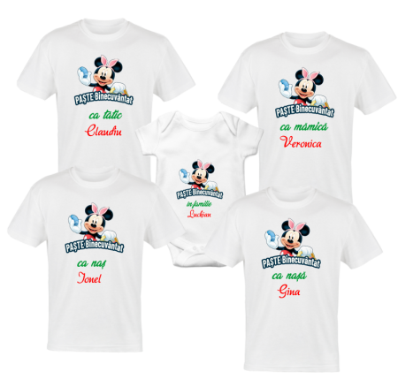 Tricouri Paste - Set 5 tricouri personalizate "Primul meu Paste MICKEY ''