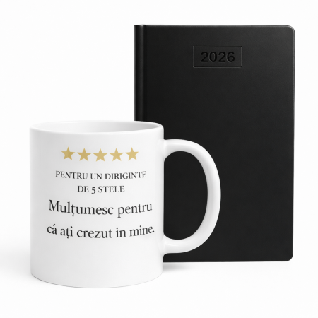 Set Cadou Elegant pentru Diriginte – Cana cu mesaj de multumire + Agenda Neagra 2026, cadou special de la elev [1]