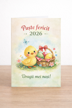 Set cadou Paște pentru nași – body bebe, 2 căni, tablou canvas, coastere și felicitare, pui [3]