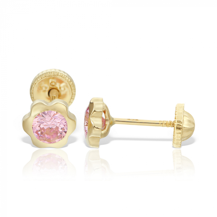 Cercei-copii-cu-protectie-aur-galben-14K-Kalini-Flori-mari-cu-piatra-zirconia-roz [2]