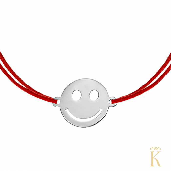 Bratara-copii-aur-alb-snur-rosu-Smiley-face-10 mm-Kalini [2]