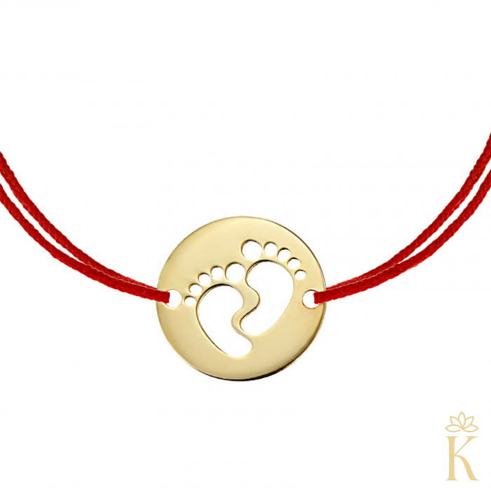 Bratara-copii-aur-galben-snur-rosu-Talpite-bebe-12 mm-Kalini [2]