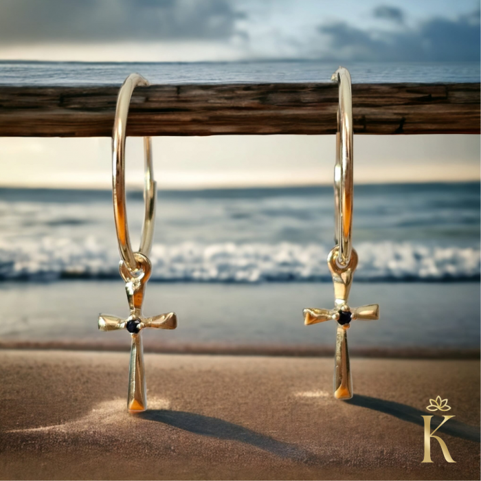 Cercei-creole-aur-galben-Tortite-Cruce-piatra-safir-Kalini [4]